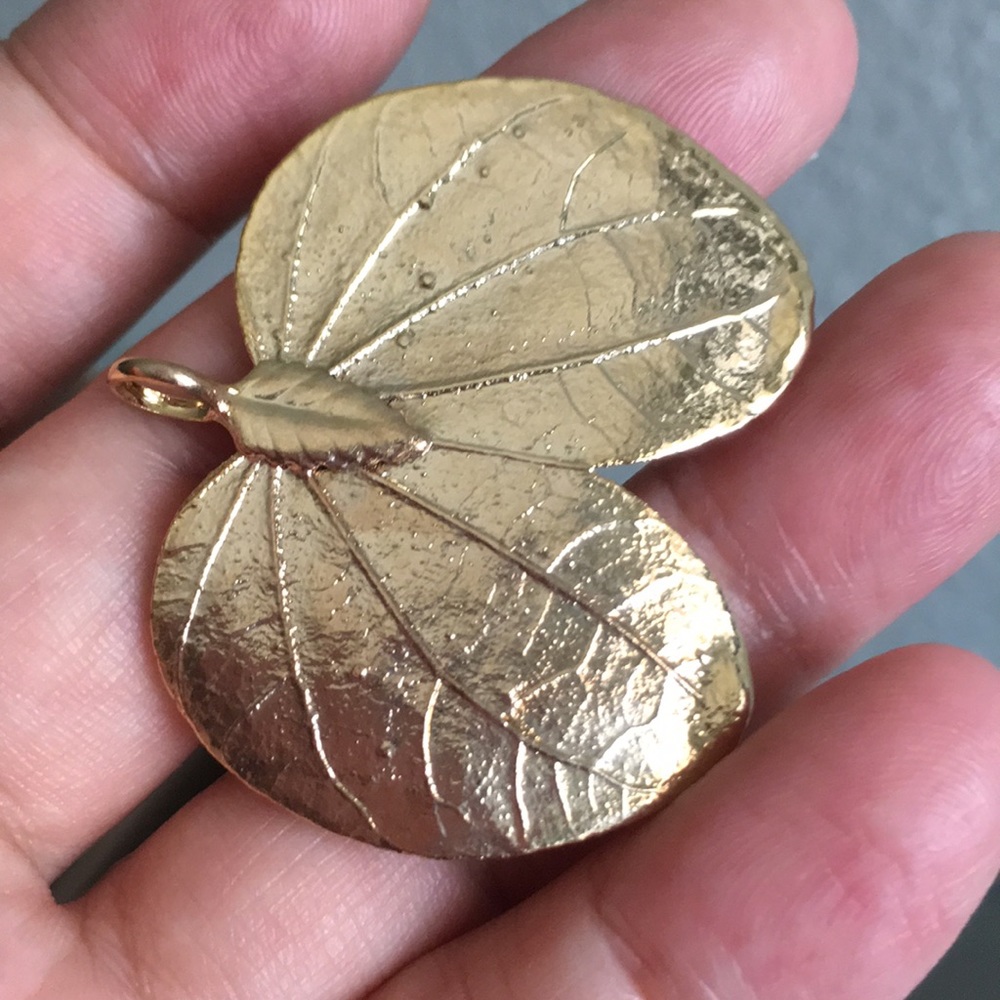 Rare 24k Gold Dipped Real Leaf Pendant - image 6